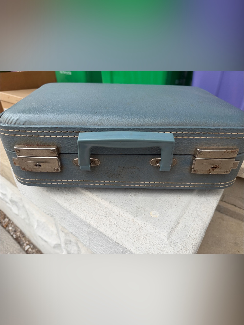 Vintage Small Blue Hard Case Travel Case